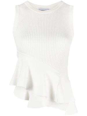 MOSCHINO JEANS asymmetric ribbed-knit tank top - White