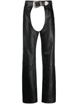 MOSCHINO JEANS belted leather chaps trousers - Black