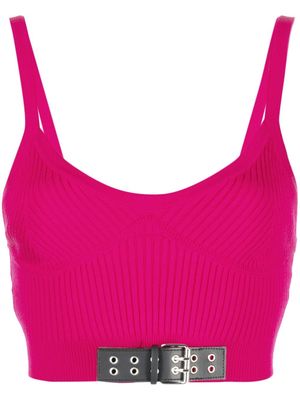 MOSCHINO JEANS buckle-detail knit crop top - Pink