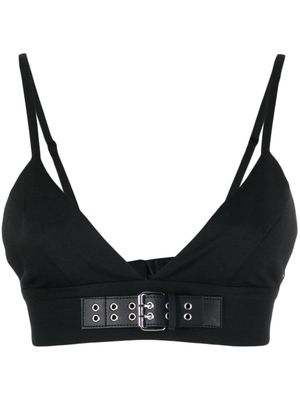 MOSCHINO JEANS buckled-strap crop top - Black