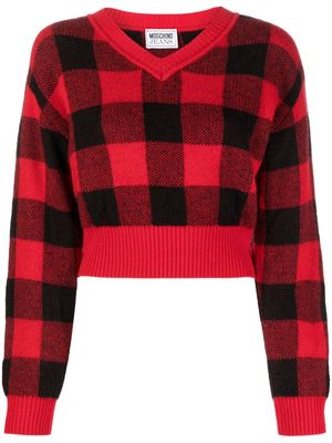 MOSCHINO JEANS check-pattern wool-blend jumper - Red