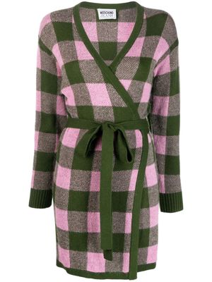 MOSCHINO JEANS check-pattern wrap cardigan - Green