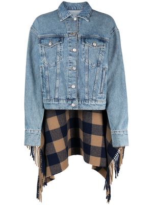 MOSCHINO JEANS checked-panel denim jacket - Blue