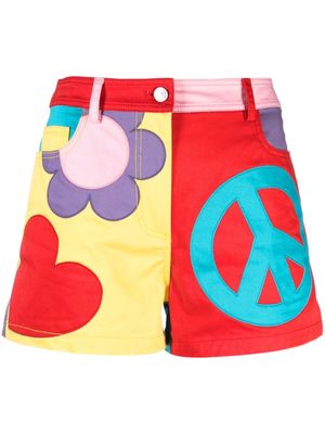 MOSCHINO JEANS colour-block cotton mini shorts - Red