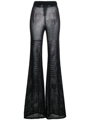MOSCHINO JEANS crochet-knit flared trousers - Black