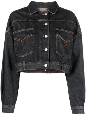 MOSCHINO JEANS cropped denim jacket - Black