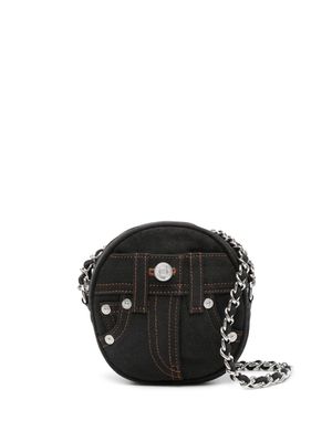 MOSCHINO JEANS decorative stitching denim shoulder bag - Black