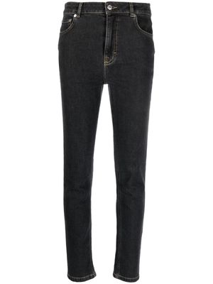 MOSCHINO JEANS faded mid-rise slim-fit jeans - Black