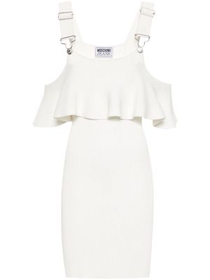 MOSCHINO JEANS fastening-straps ruffled short dress - White