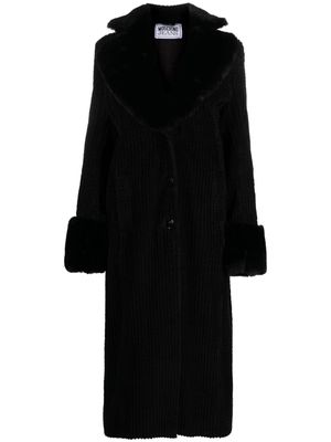 MOSCHINO JEANS faux-fur trim coat - Black