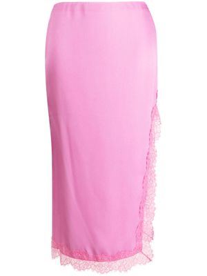 MOSCHINO JEANS floral-lace silk-blend skirt - Pink