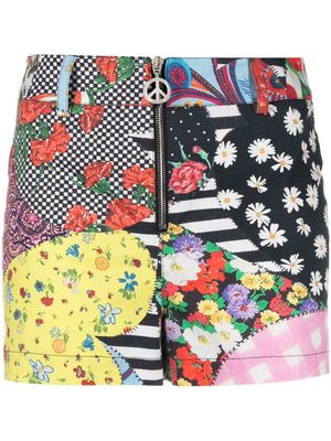 MOSCHINO JEANS floral-motif panelled mini shorts - Black