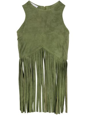 MOSCHINO JEANS fringe-detail suede top - Green