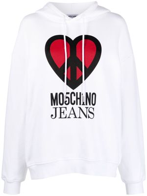 MOSCHINO JEANS graphic-print jersey hoodie - White
