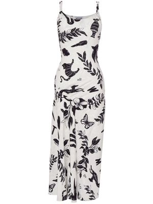 MOSCHINO JEANS graphic-print midi dress - White