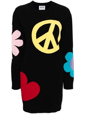 MOSCHINO JEANS graphic-print sweater dress - Black