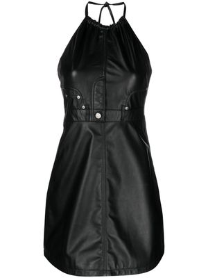 MOSCHINO JEANS halterneck leather minidress - Black