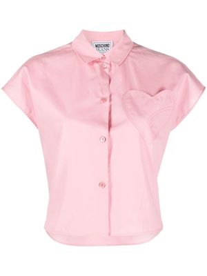 MOSCHINO JEANS heart-patch cotton shirt - Pink