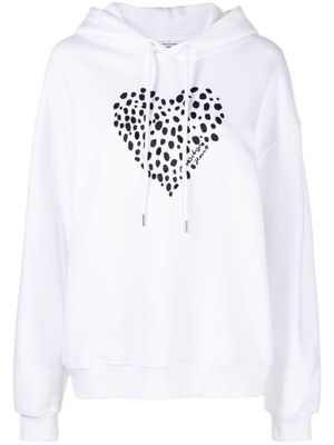 MOSCHINO JEANS heart-print cotton hoodie - White