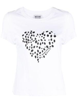 MOSCHINO JEANS heart-print cotton T-shirt - White
