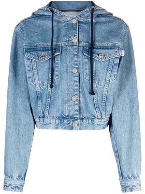MOSCHINO JEANS hooded cropped denim jacket - Blue