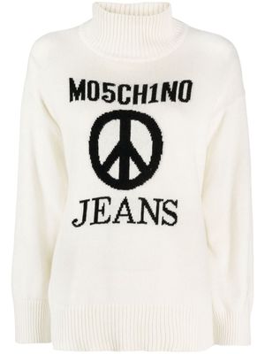 MOSCHINO JEANS intarsia-knit jumper - White