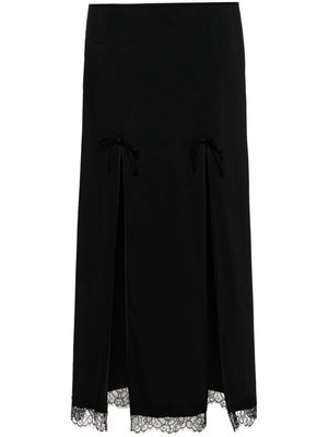 MOSCHINO JEANS lace-embellished slit midi skirt - Black