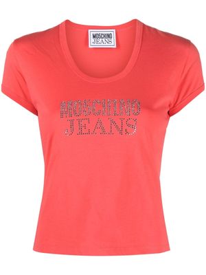 MOSCHINO JEANS logo-embellished cotton T-shirt - Pink