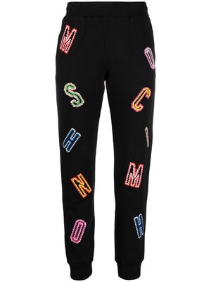 MOSCHINO JEANS logo-embroidered cotton track pants - Black