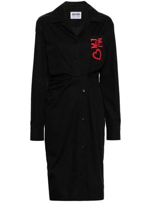 MOSCHINO JEANS logo-embroidered poplin midi dress - Black
