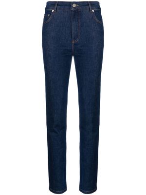 MOSCHINO JEANS logo-engraved high-waisted skinny jeans - Blue