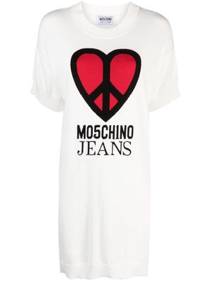 MOSCHINO JEANS logo intarsia-knit dress - White