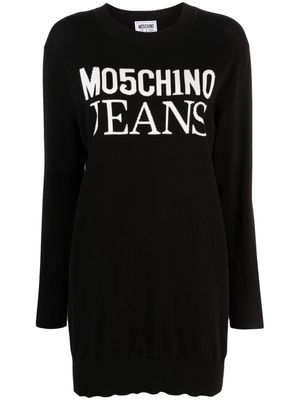 MOSCHINO JEANS logo intarsia-knit minidress - Black