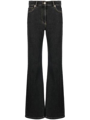 MOSCHINO JEANS logo-patch high-waisted straight-leg jeans - Black