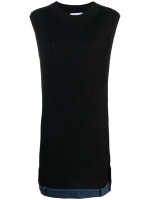 MOSCHINO JEANS logo-patch ribbed-knit dress - Black