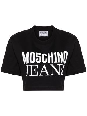 MOSCHINO JEANS logo-print cotton cropped T-shirt - Black