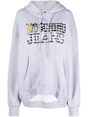 MOSCHINO JEANS logo-print cotton hoodie - Grey