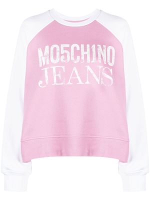 MOSCHINO JEANS logo-print cotton sweatshirt - Pink