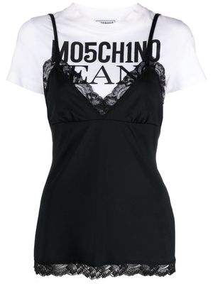MOSCHINO JEANS logo-print layered T-shirt - Black