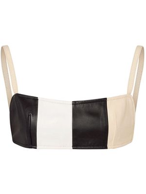 MOSCHINO JEANS panelled leather bra top - Black