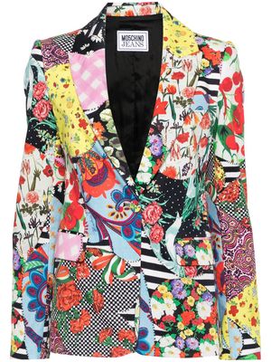 MOSCHINO JEANS patchwork-print blazer - Neutrals