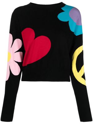 MOSCHINO JEANS patterned intarsia-knit jumper - Black