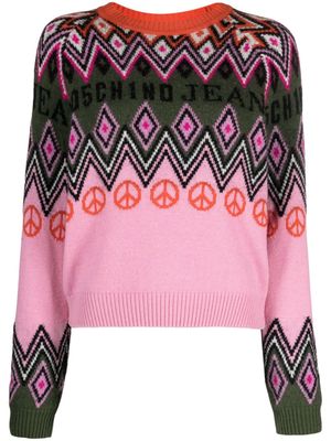 MOSCHINO JEANS patterned intarsia knit jumper - Pink