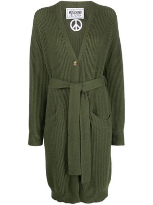 MOSCHINO JEANS peace sign knitted cardigan - Green