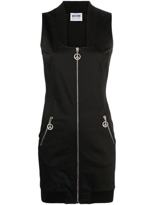 MOSCHINO JEANS peace sign-motif zip-up minidress - Black