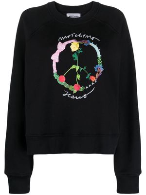 MOSCHINO JEANS peace sign-print cotton sweatshirt - Black