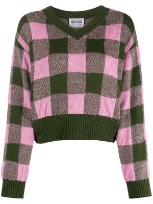 MOSCHINO JEANS plaid-check two-tone jumper - Pink