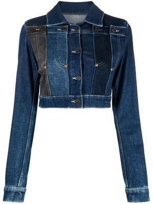 MOSCHINO JEANS pointed-flat collar cotton-blend jacket - Blue