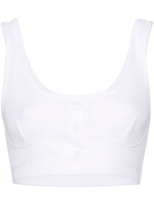 MOSCHINO JEANS ribbed-knit cropped tank top - White