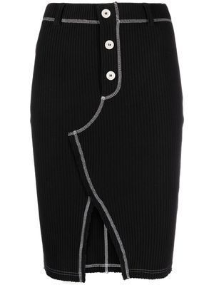 MOSCHINO JEANS ribbed-knit stretch-cotton skirt - Black